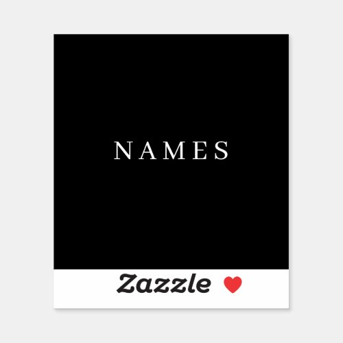 Simple Black Custom Add Your Name Elegant Sticker
