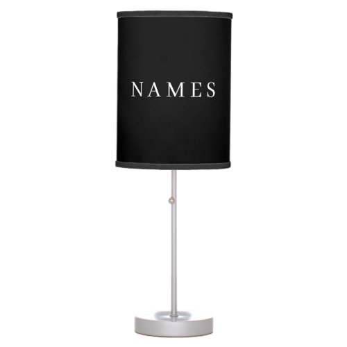 Simple Black Custom Add Your Name Elegant Table Lamp