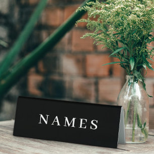 Simple Black Custom Add Your Name Elegant Table Tent
