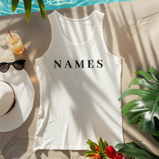 Simple Black Custom Add Your Name Elegant Tank Top