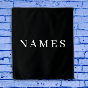 Simple Black Custom Add Your Name Elegant Tapestry