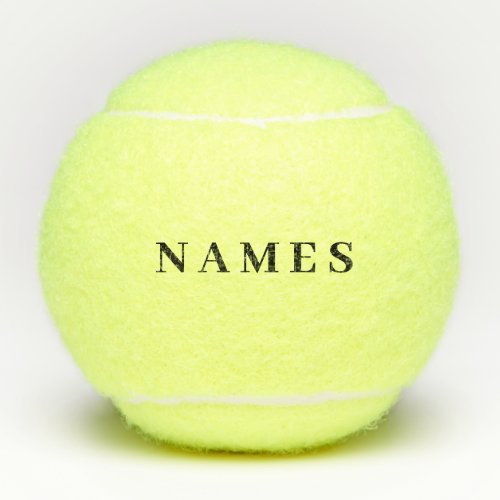 Simple Black Custom Add Your Name Elegant Tennis Balls