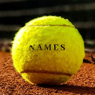 Simple Black Custom Add Your Name Elegant Tennis Balls