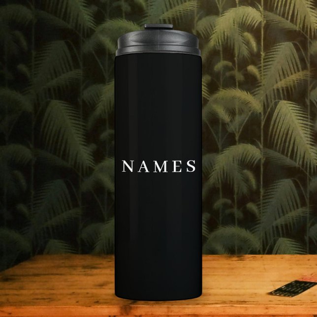 Simple Black Custom Add Your Name Elegant Thermal Tumbler (Creator Uploaded)