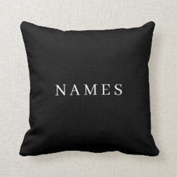 Simple Black Custom Add Your Name Elegant Throw Pillow