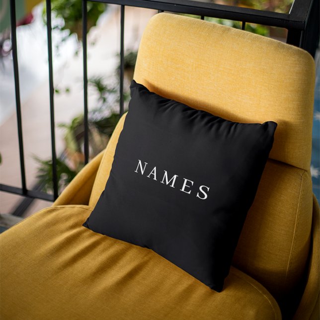 Simple Black Custom Add Your Name Elegant Throw Pillow (Creator Uploaded)