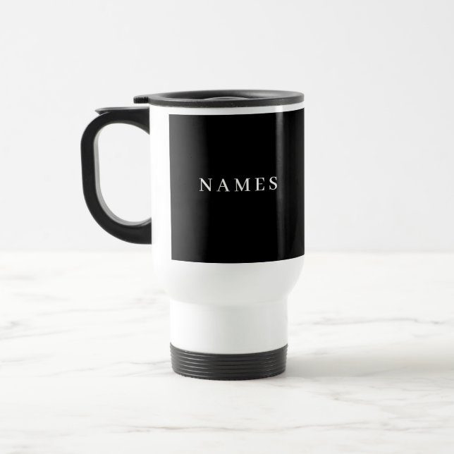 Simple Black Custom Add Your Name Elegant Travel Mug (Left)