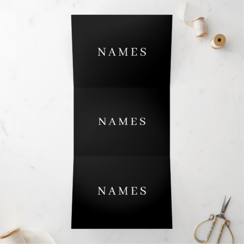 Simple Black Custom Add Your Name Elegant Tri_Fold Card