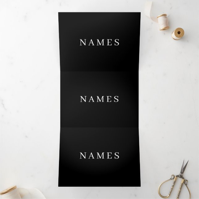 Simple Black Custom Add Your Name Elegant Tri-Fold Card (Inside)