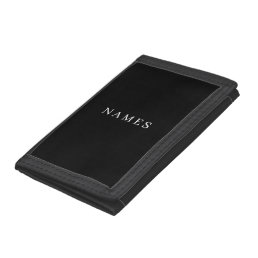 Simple Black Custom Add Your Name Elegant Trifold Wallet