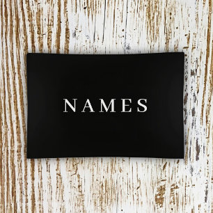 Simple Black Custom Add Your Name Elegant Trinket Tray
