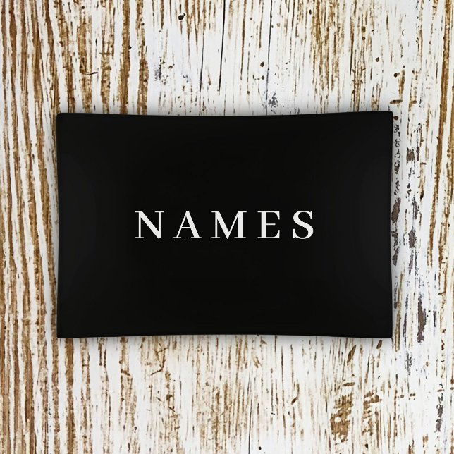 Simple Black Custom Add Your Name Elegant Trinket Tray (Creator Uploaded)