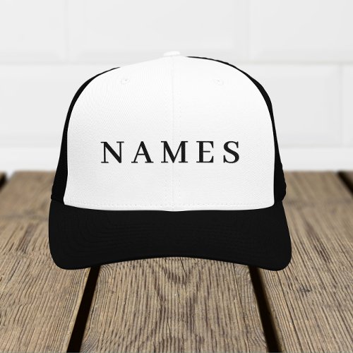 Simple Black Custom Add Your Name Elegant Trucker Hat