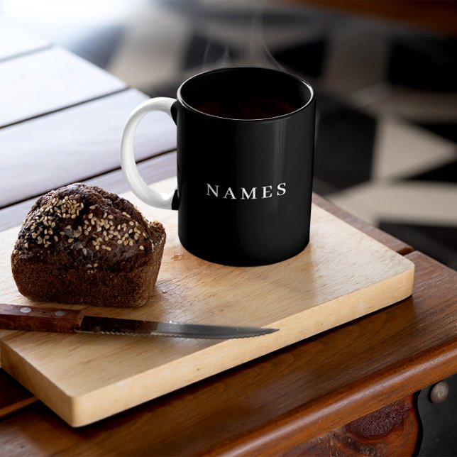 Simple Black Custom Add Your Name Elegant Two-Tone Coffee Mug (Creator Uploaded)