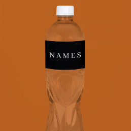 Simple Black Custom Add Your Name Elegant Water Bottle Label