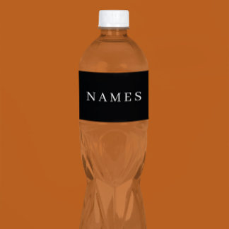 Simple Black Custom Add Your Name Elegant Water Bottle Label