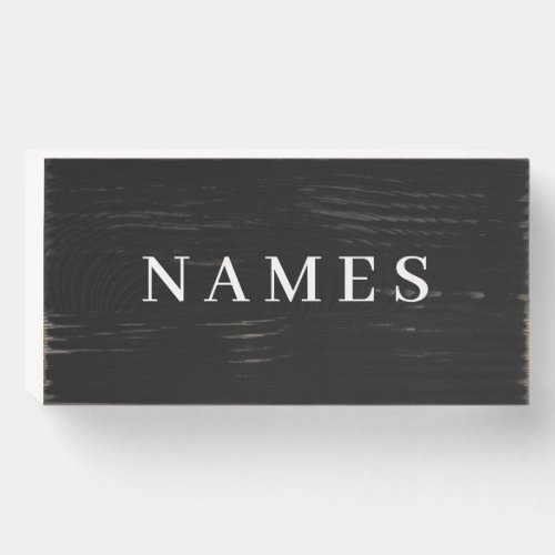 Simple Black Custom Add Your Name Elegant Wooden Box Sign