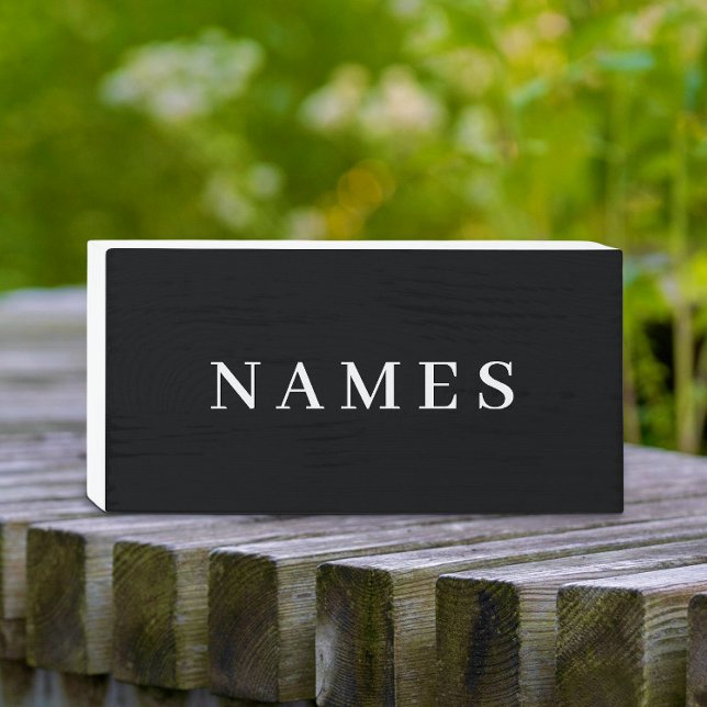 Simple Black Custom Add Your Name Elegant Wooden Box Sign (Creator Uploaded)