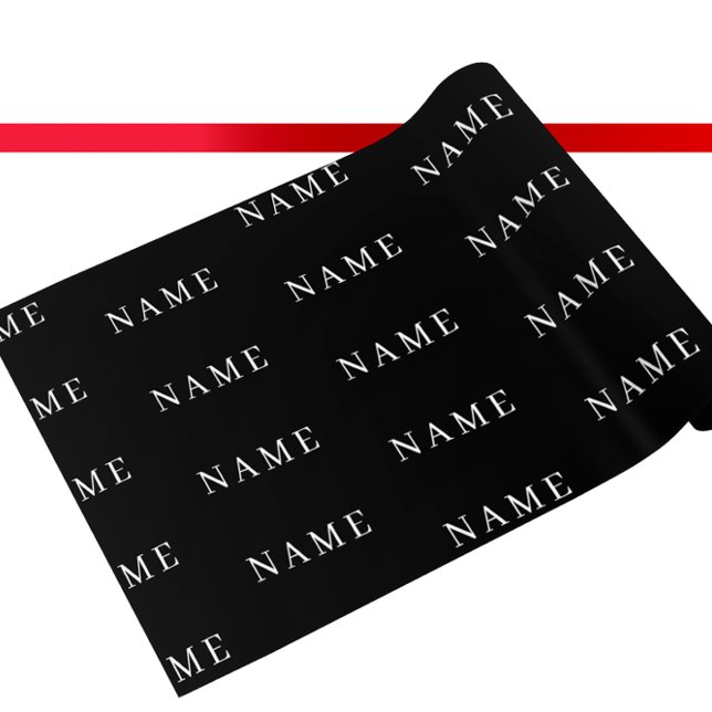 Simple Black Custom Add Your Name Elegant Wrapping Paper (Creator Uploaded)