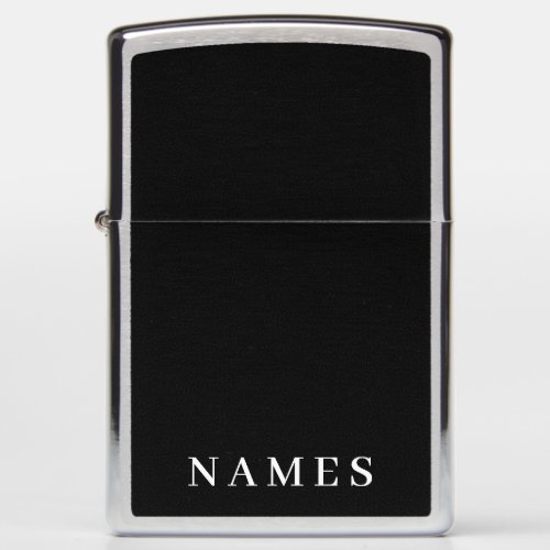 Simple Black Custom Add Your Name Elegant Zippo Lighter