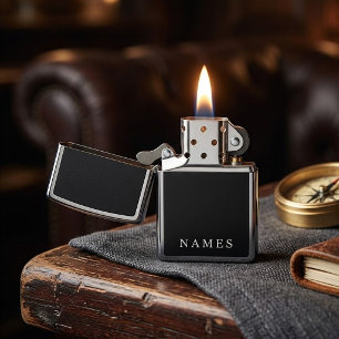 Simple Black Custom Add Your Name Elegant Zippo Lighter