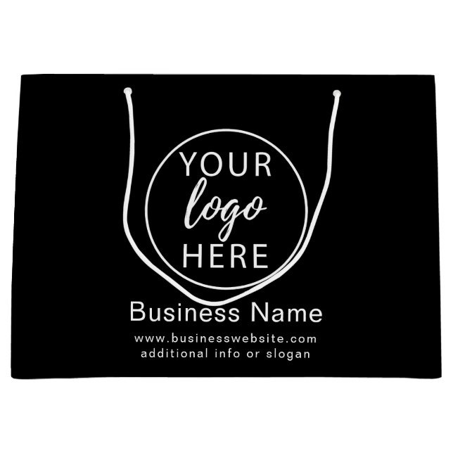 Simple Black Custom Business Logo  Large Gift Bag (Front)