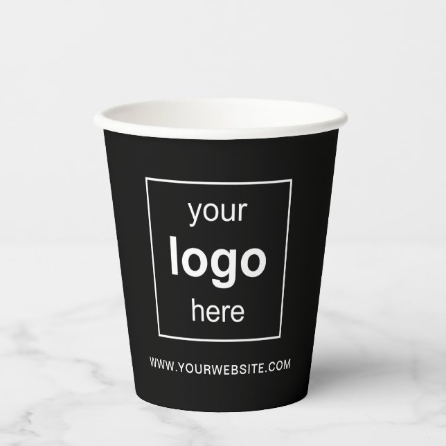 Simple Black Custom Business Logo  Paper Cups (Front)