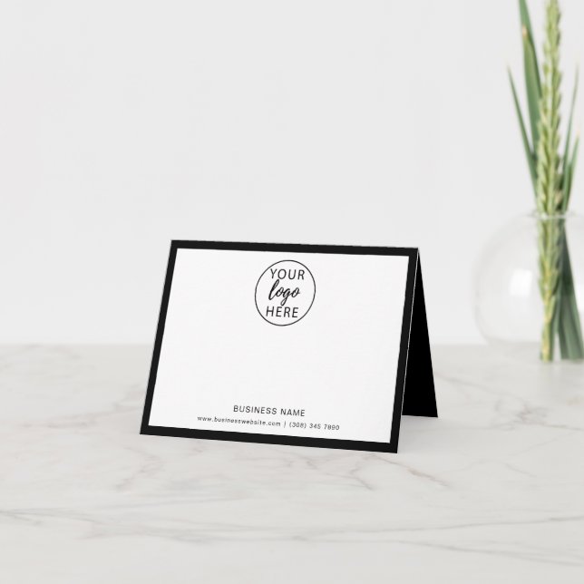 Simple Black Custom Business Logo Thank You Card (Front)