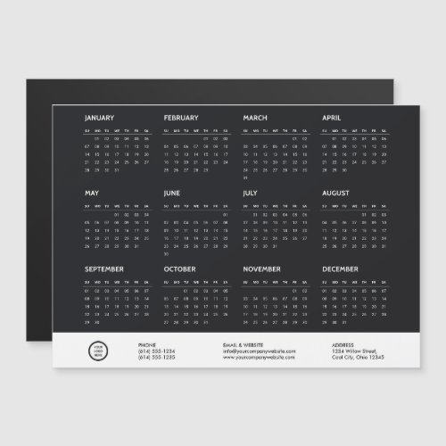 Simple Black Custom Logo Mini 2024 Calendar Magnet