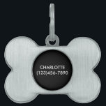 Simple black custom name contact Info modern Pet ID Tag<br><div class="desc">Customize,  personalize black and white dog  / cat Name,  contact Info simple modern elegant Pet ID tag.
you can customize the front side: with name,  phone,  address,  Pet Insurance ID number,  micro-chipped or any important information about your pet.</div>
