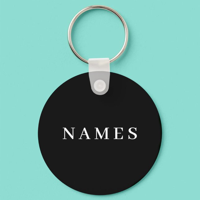 Simple Black Custom Name Elegant Keychain (Creator Uploaded)