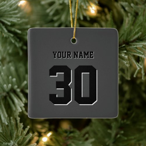 Simple Black Custom Number and Name Ceramic Ornament