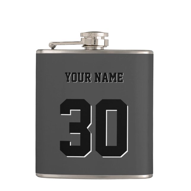 Simple Black Custom Number and Name Flask (Front)