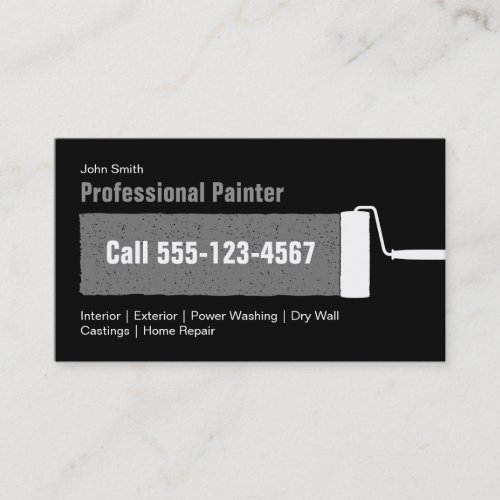 Simple Black Custom Professional Home Painting Business Card
