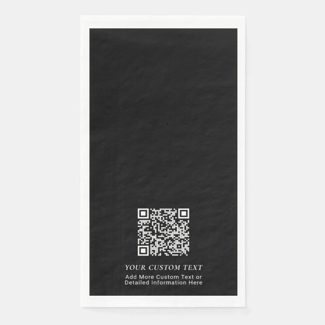 Simple Black Custom QR Code Business Promotional Paper Guest Towels (Front)