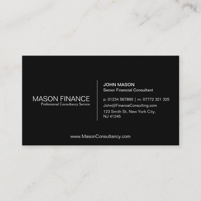 Simple Black Customizable Business Card Template (Front)