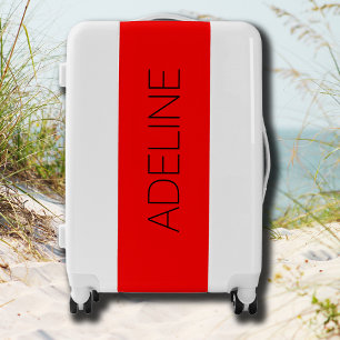 Simple Black Customized Modern Name Red Luggage