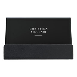 Simple Black Desk Business Card Holder