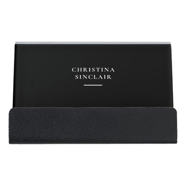 Simple Black Desk Business Card Holder (Front)
