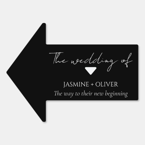 Simple black direction this way to wedding arrow sign