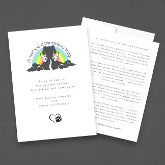 Simple Black Dog Rainbow Bridge Pet Sympathy Card