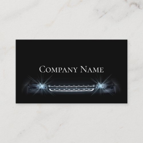 Simple Black Elegant Front Car Lamp Light Card Business Card Templates