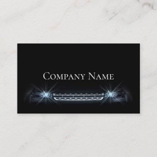 Customizable Simple Black Elegant Front Car Lamp Light Card Business Card Templates