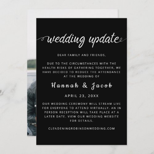 Simple Black Elegant Micro Wedding Update Announcement