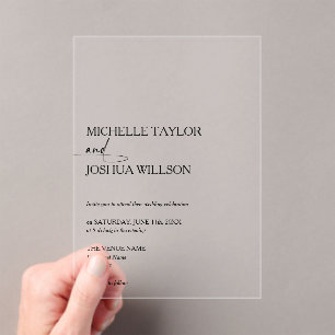 Simple Black Elegant Minimalist WE DO Wedding Acrylic Invitations