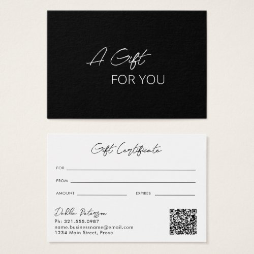 Simple Black Elegant Modern Gift Certificate