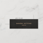 Simple Black Elegant Professional Faux Linen Mini Business Card (Front/Back)