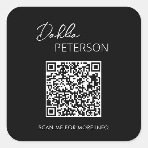 Simple Black Elegant QR Code Modern Business Square Sticker