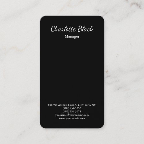 Simple Black Elegant Script Minimalist Modern Business Card