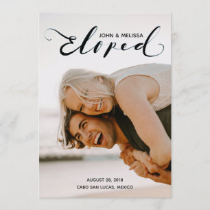 Simple Black Eloped Personal Wedding Announcement